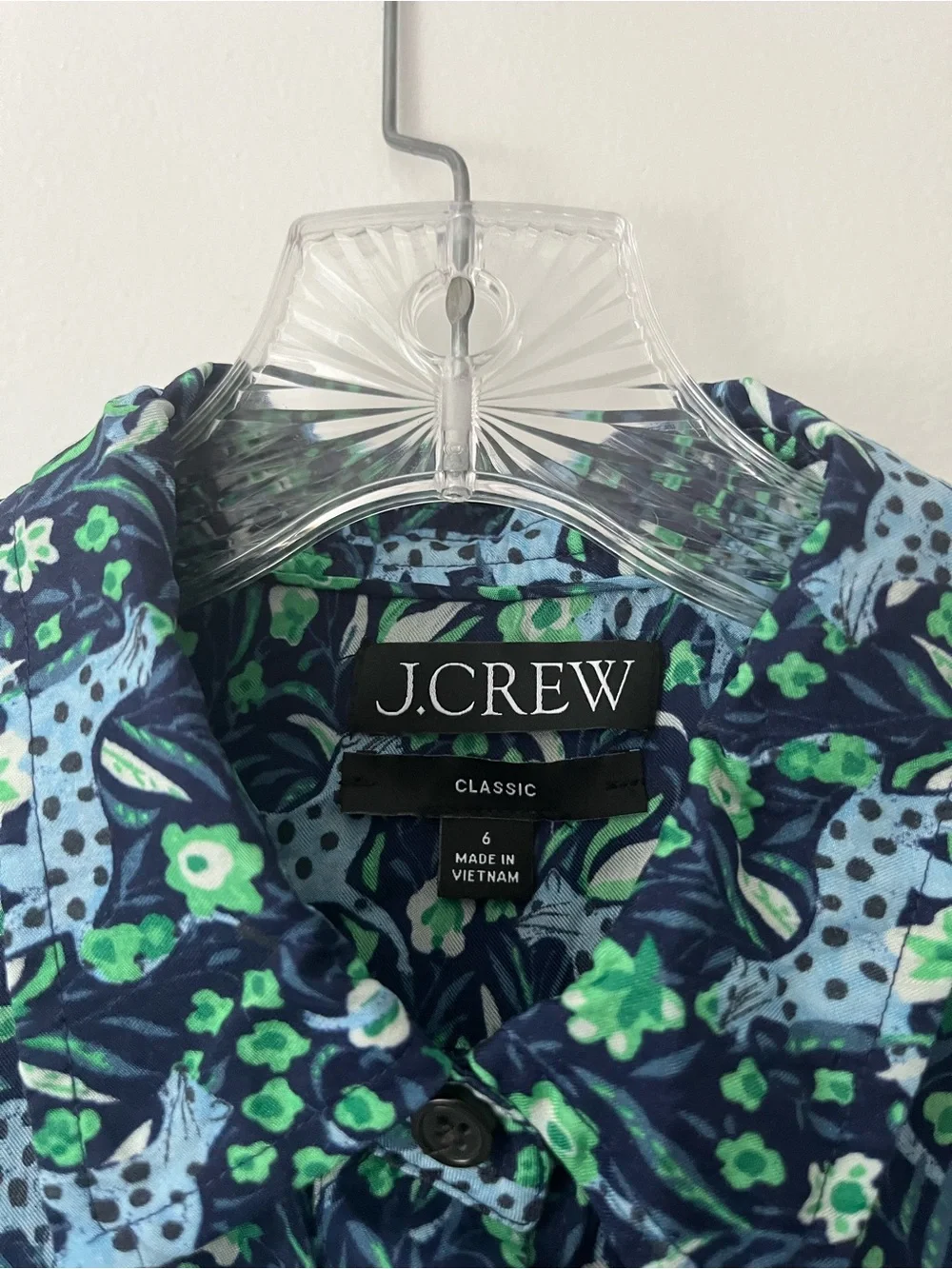 J Crew Classic Fit Button Up Shirt Fauna Floral Animal Print Tropical 6